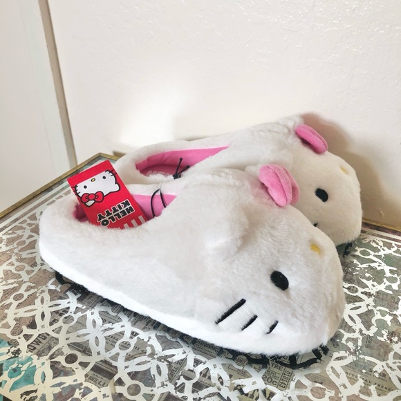 Hello Kitty with Pink Bow Plush Slippers NWT - Picture 3 of 6